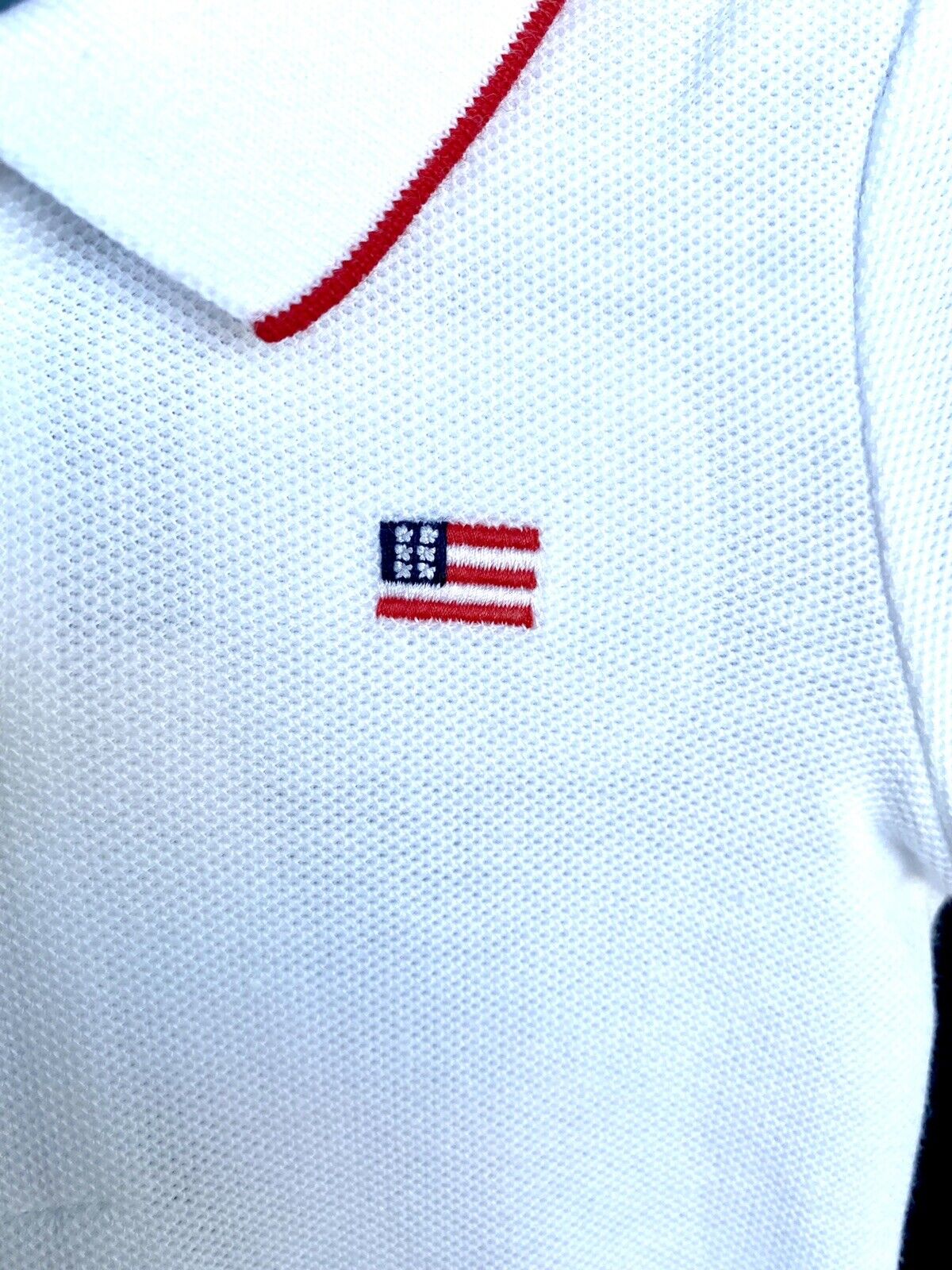 Janie And Jack Flag Pique Polo Bodysuit 3-6 M Price $26 NEW White