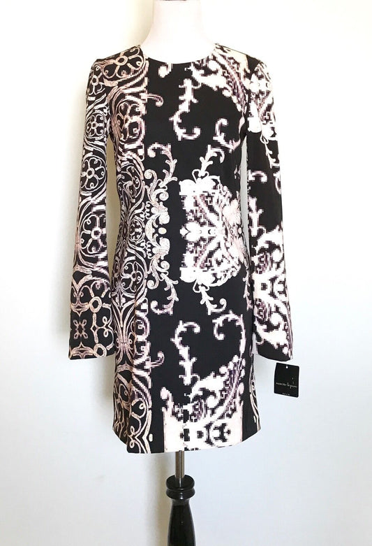 Nanette Lepore Graphic Black & Cream Dress NWT Size 0 Retail $378 Price $149