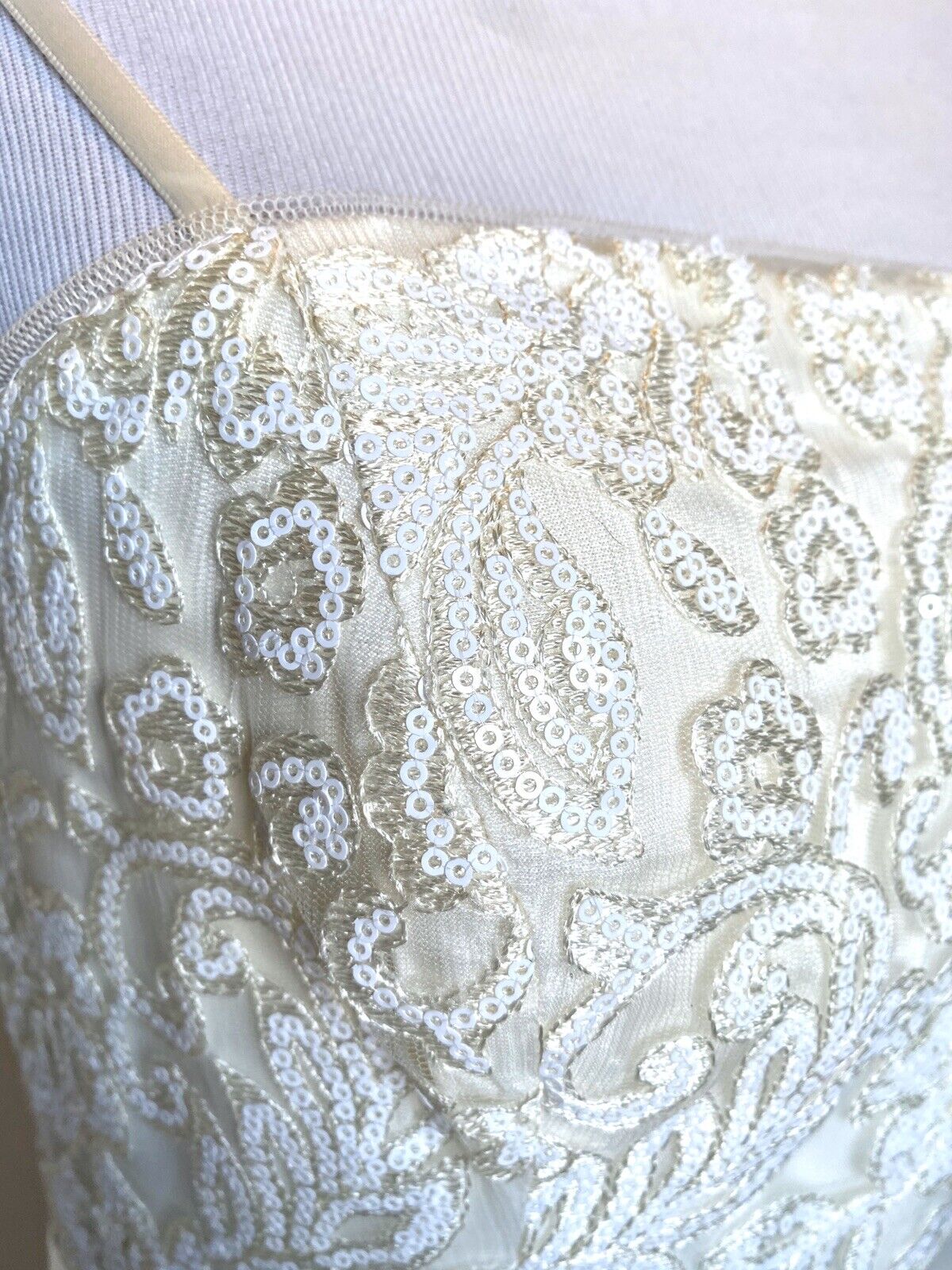 Adrianna Papell Ivory Sequin  Wedding Dress NWT Size 2 Retails $399 Price $189