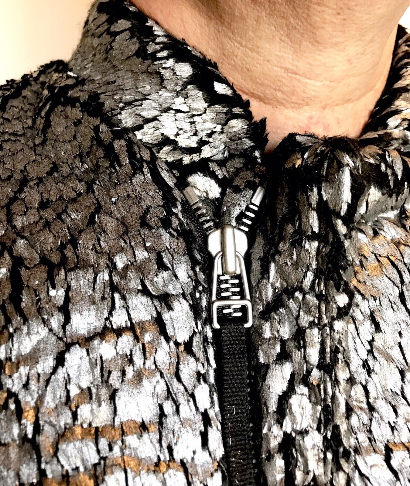 Helmet Lang Silver Foil Faux Fur Sherpa Coat. Retail $1,125 Price $575 NWT M/L