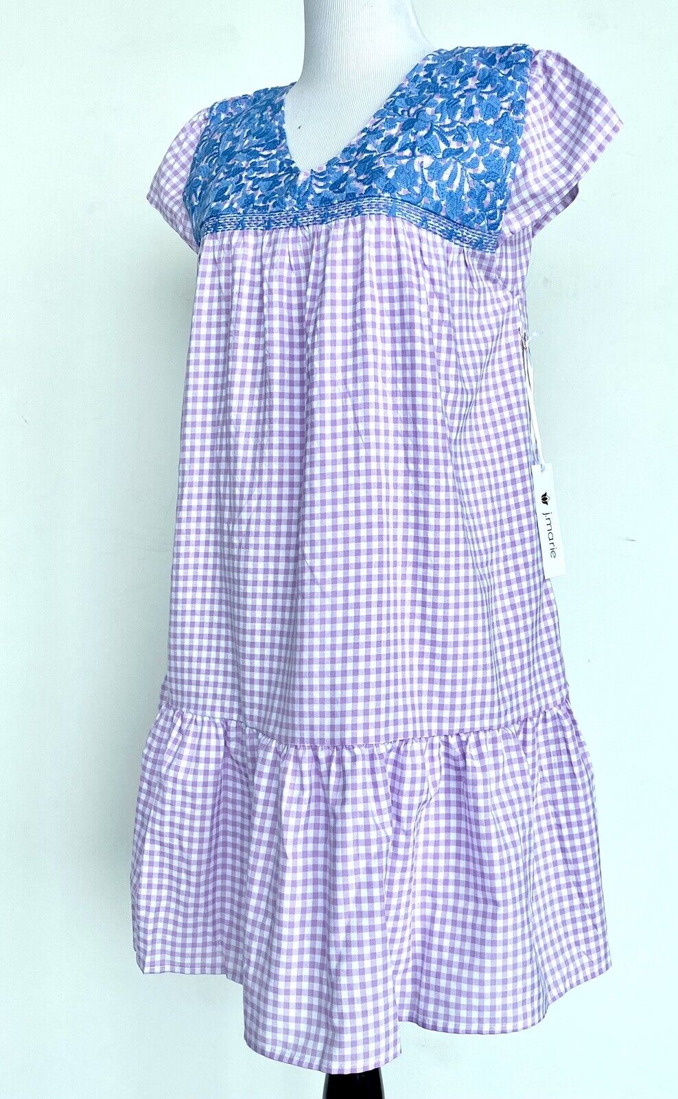 NWT J Marie embroidered Gingham Josie Dress size Medium Retail $114 Price $65