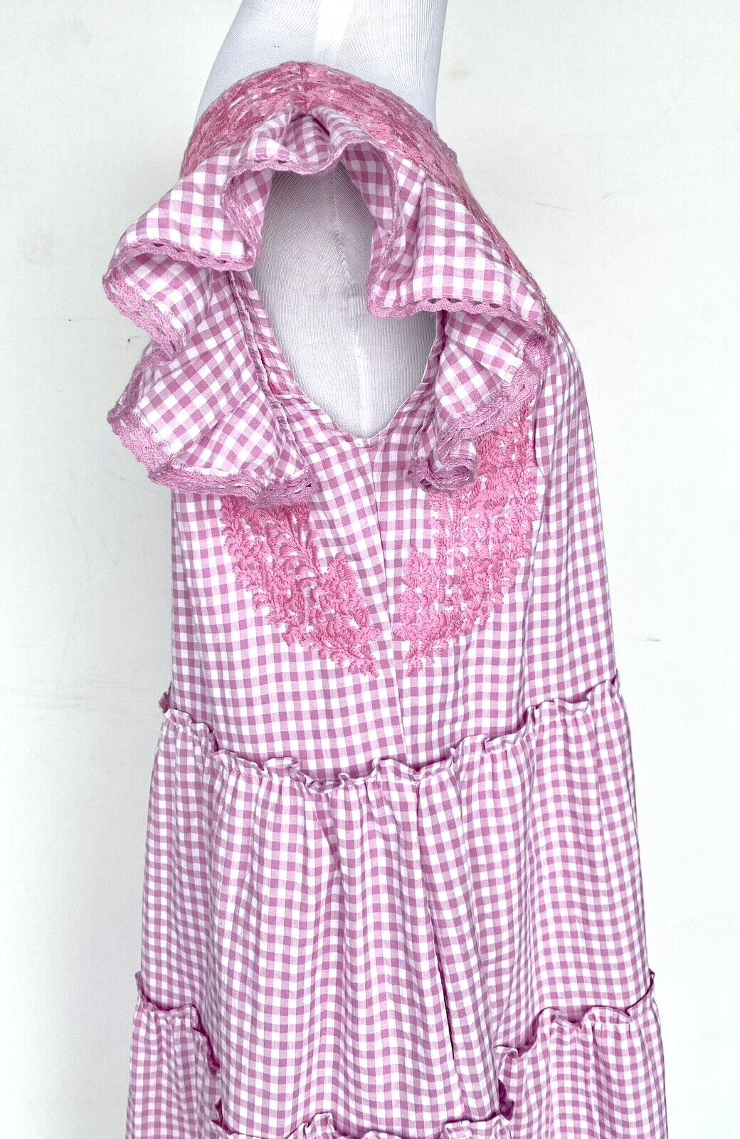 J Marie embroidered Genevieve MIDI Dress size XS Retail $140 Price $75 Gingham