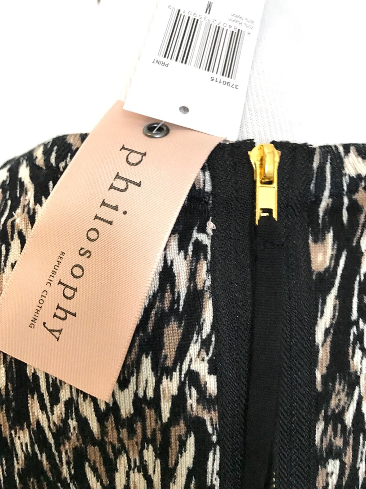 Philosophy Tan Cream Black Sweater. Zip Back NWT Size M Retail $58 Price $29