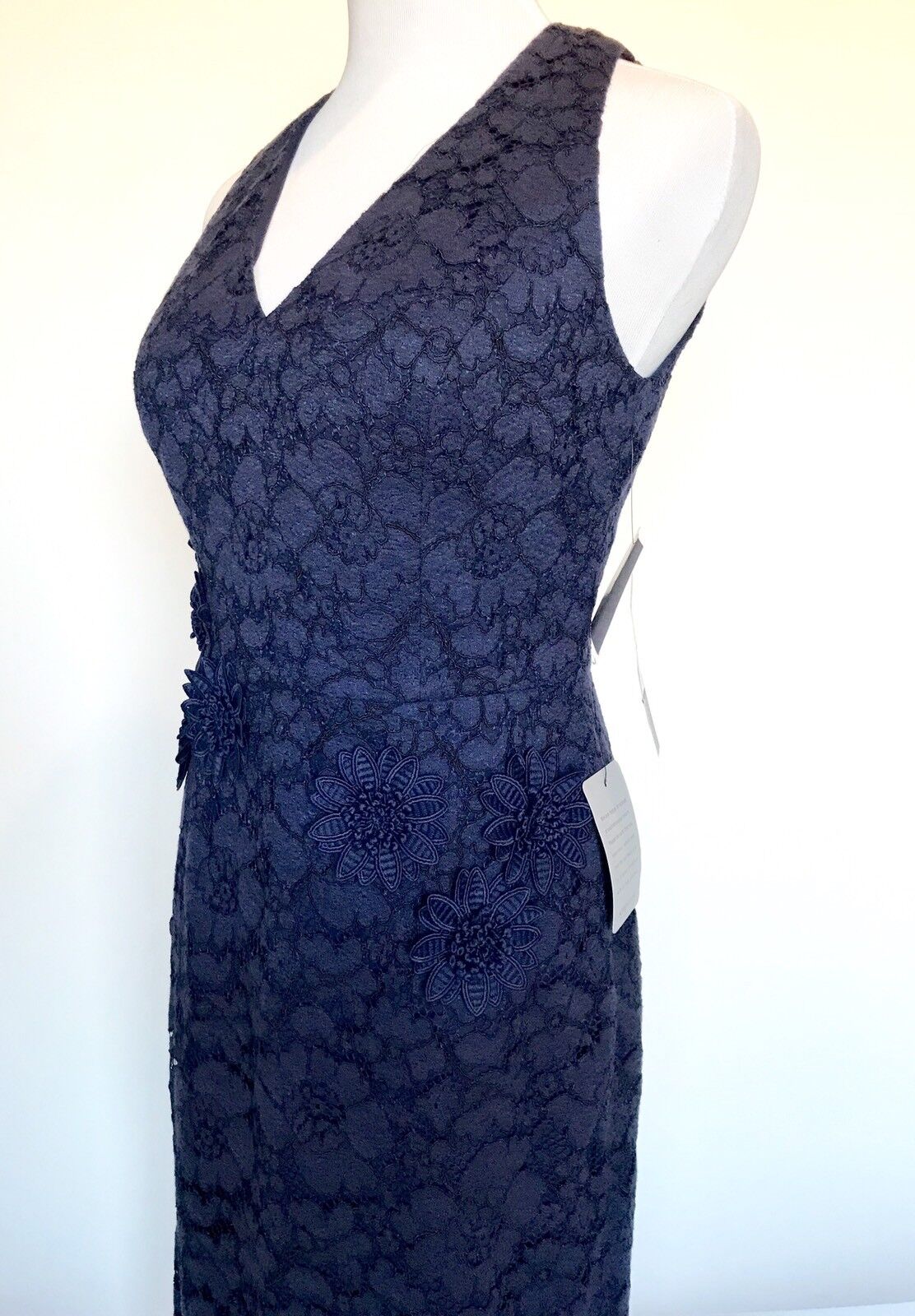 Maggy London Blue Lace Flower Appliqué Dress NWT Retails $178 Price $74 Size 8