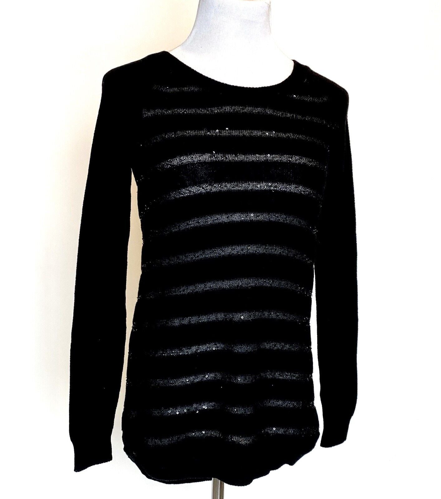 Black Stripe Sequin Sweater. Maison Jules. Retail $69.50 Price $24 Size S NWT