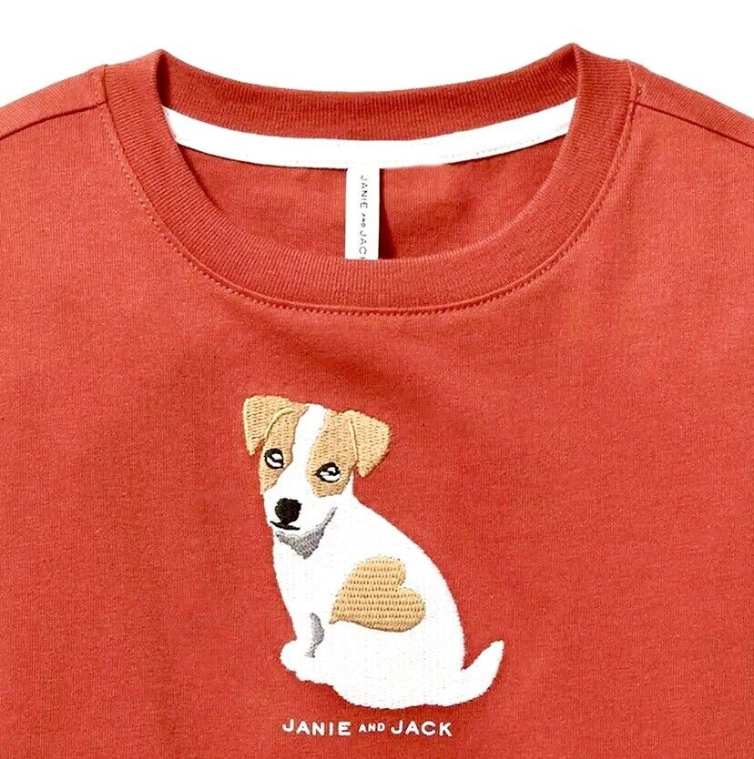 Janie And Jack Red Appliqué Embroidered Puppy Love Top Age 4 Price $24