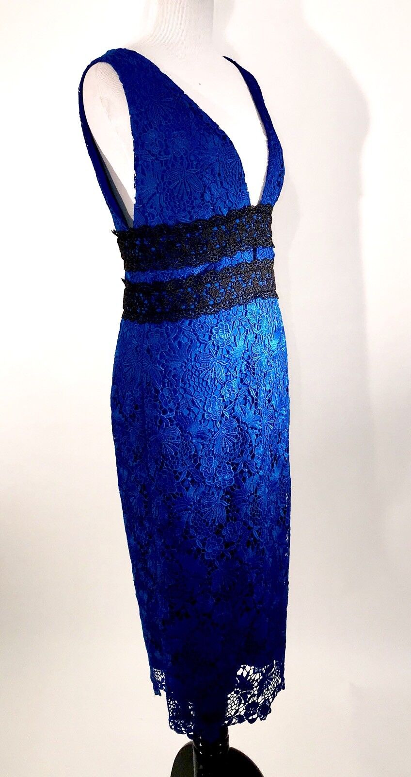 Diane Von Furstenberg Blue & Black Lace Dress. NWT Retail $498 Price $226 Sz 10