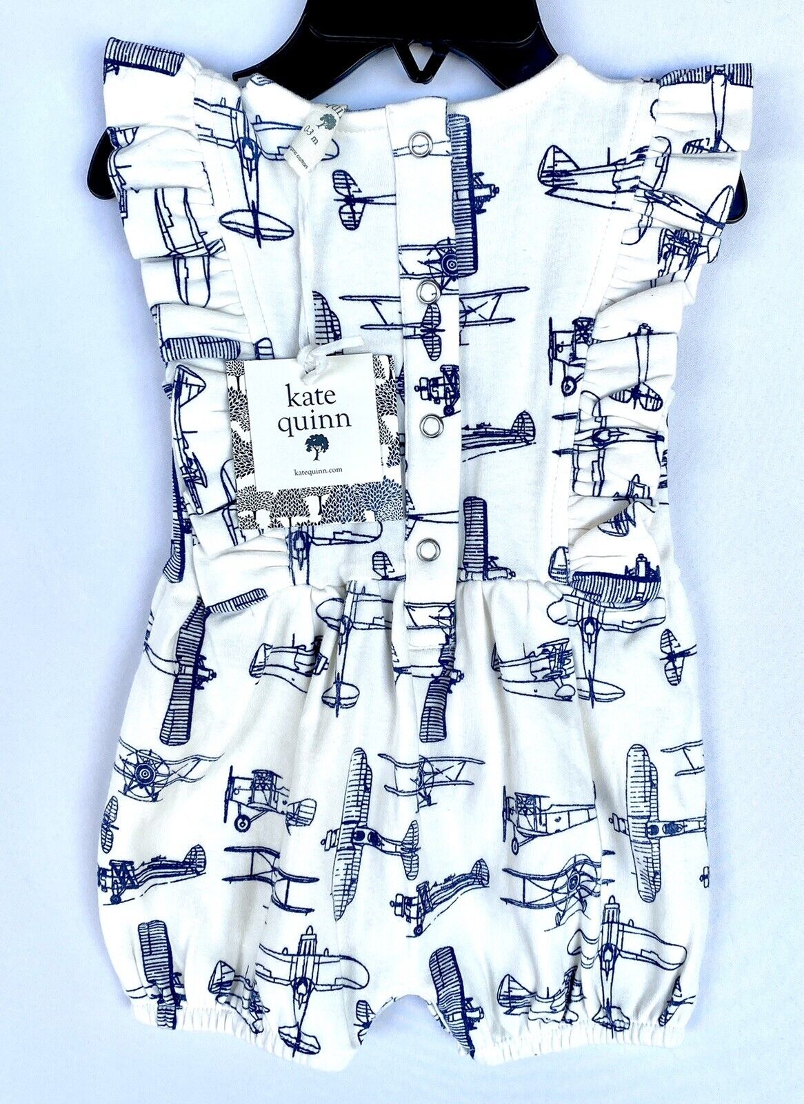 Kate Quinn 100% Organic Cotton Ruffle Romper Price $32 0-3 M Vintage Planes
