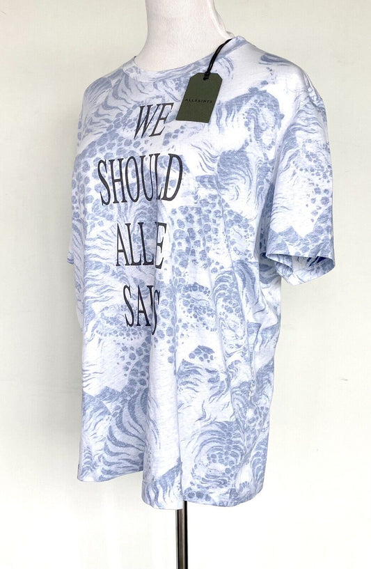 AllSaints Reverse Boyfriend Tee NWT Retails $69 Price $49.50 Size L Blue White