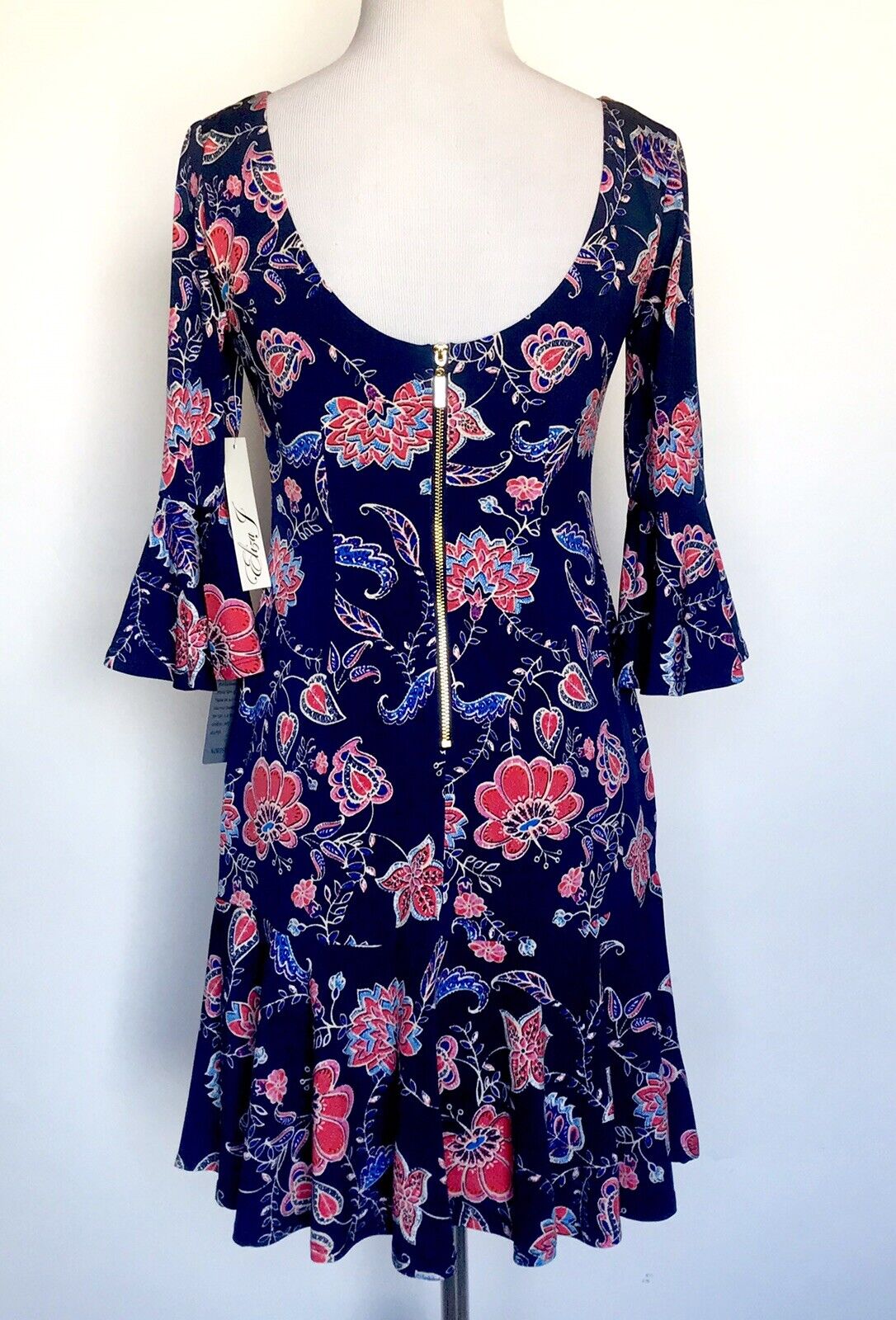 Eliza J Bell Sleeve Scoop Back Floral Dress Retail $128 Price $59 Size 2P NWT