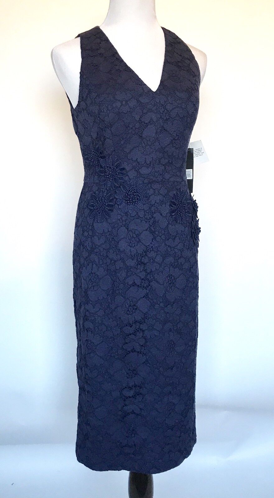 Maggy London Blue Lace Flower Appliqué Dress NWT Retails $178 Price $74 Size 8