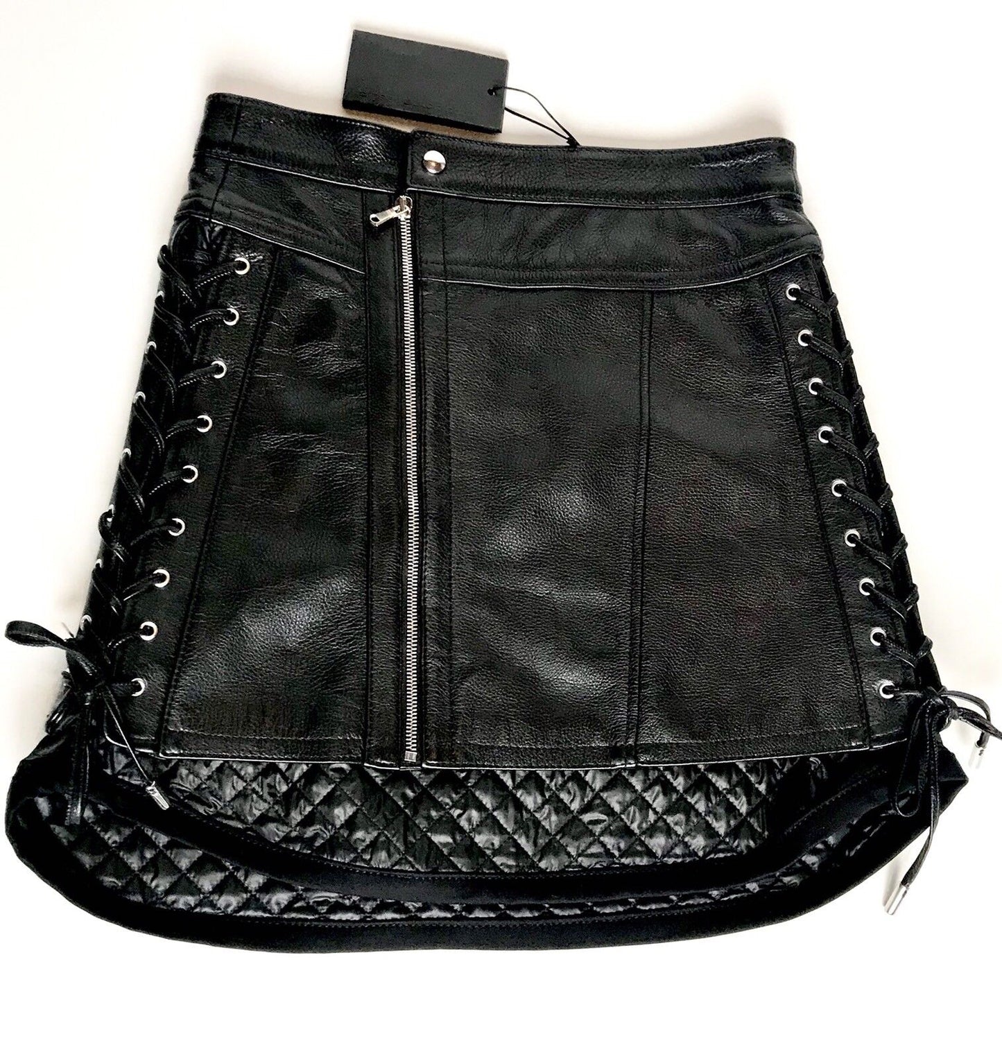 Diesel Black Gold Label Leather Lace Up Skirt 40 US 4 Retail $750 Price $299 NWT