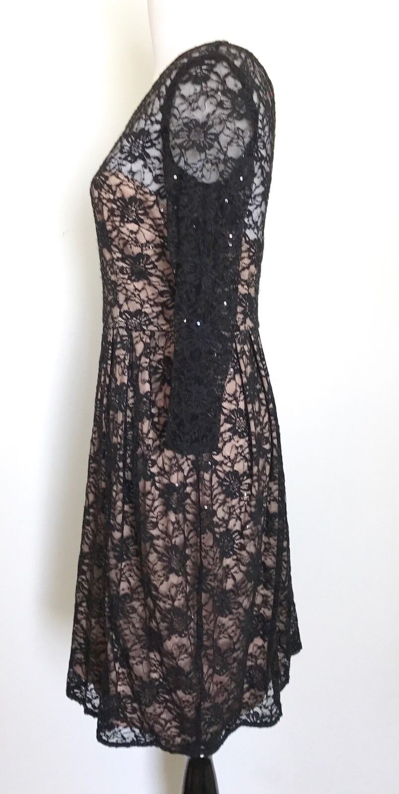 Betsey Johnson Black Lace & Nude Dress. Size 2. Retails $148 Price $52 NWT