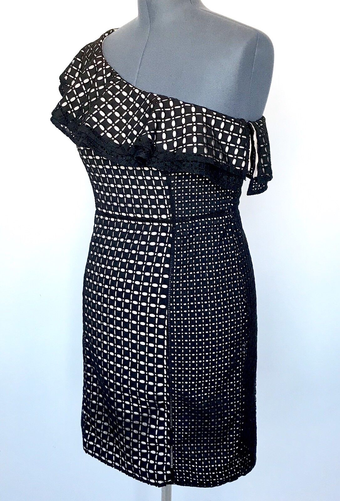J.Crew One-shoulder dress in eyelet Black NWT Size 10 Retail $158 Price $50.99