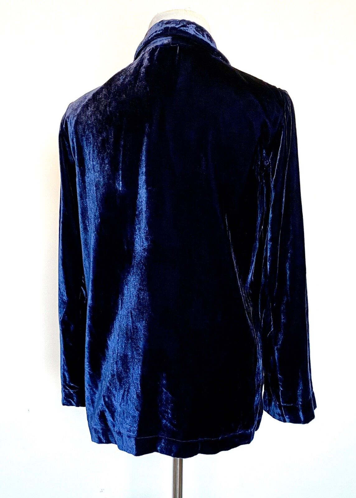 Navy Blue Velvet Beltaine Jacket Blazer Open Front Retail $238 Price $65 XS NWT