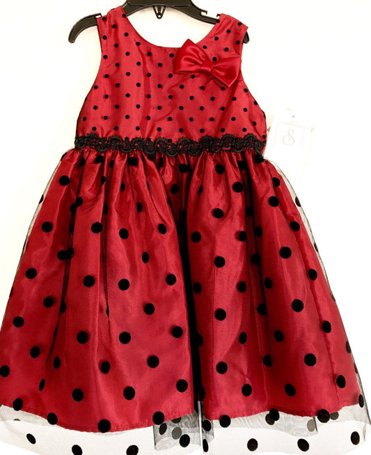Sorbet Full Skirt Net Dress Red And Black Spot. NWT Age 2 Retails $62 Price $36