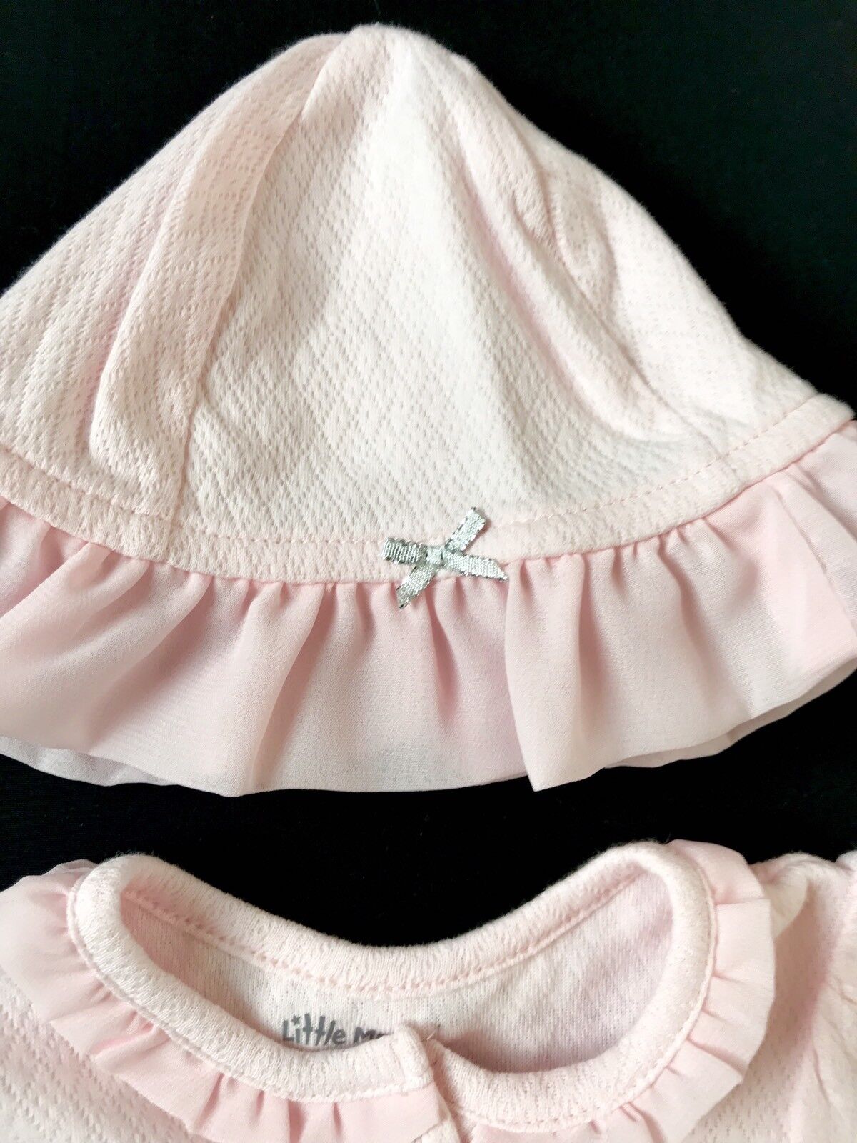 Little Me 2 Pc Pink Hat & Romper. Silver Spot & Bows Retail $26 NWT Price $19 9M