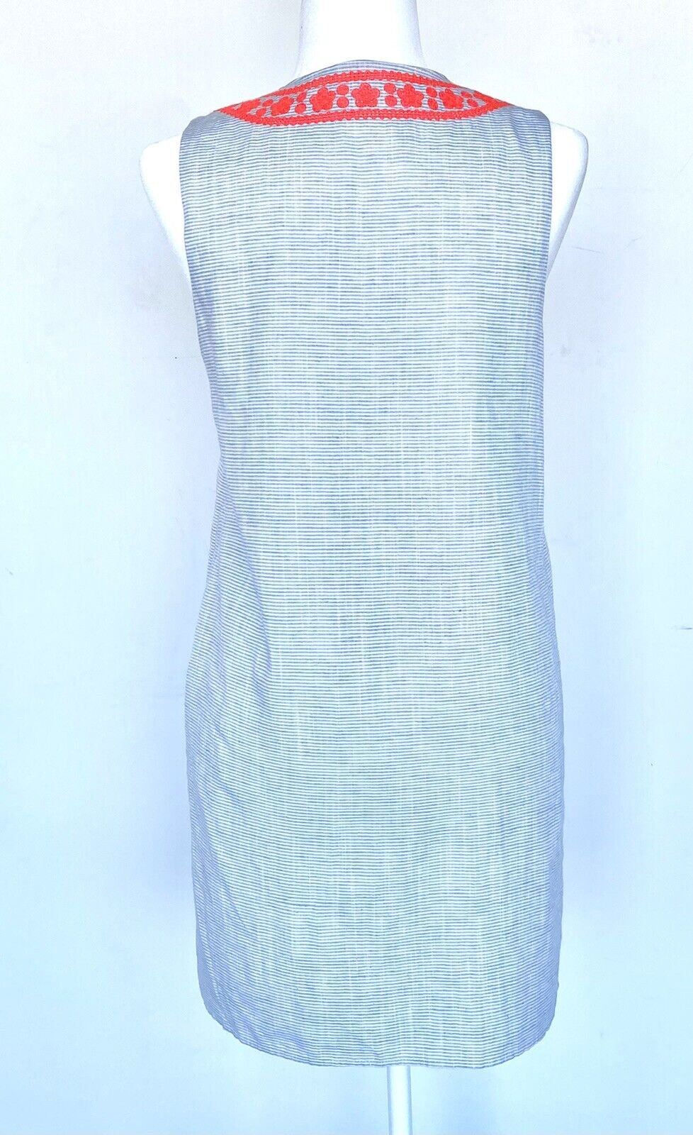 Julie Brown woven diamanté embroidered pinstripe dress 4 Retail $205 Price $59