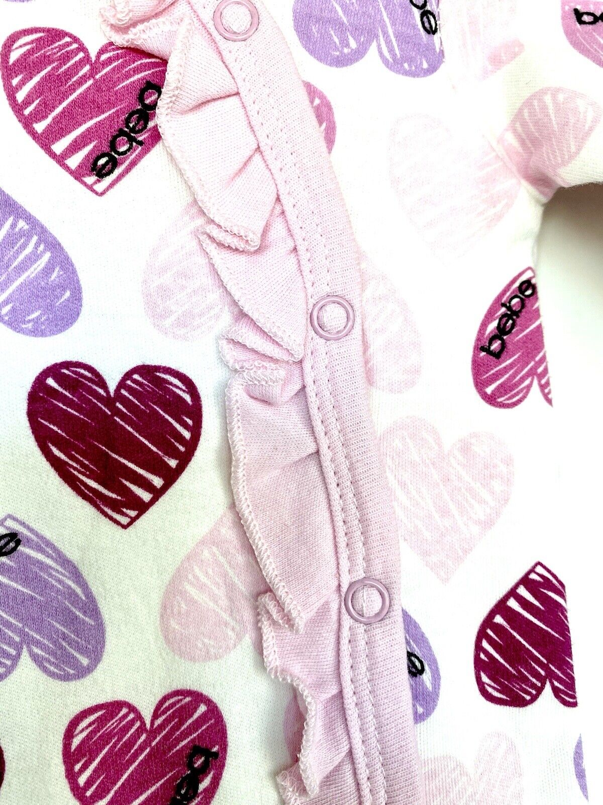 Bebe baby Ruffle Footie and headband heart 3-6 month Retail $29.50 price $19.50
