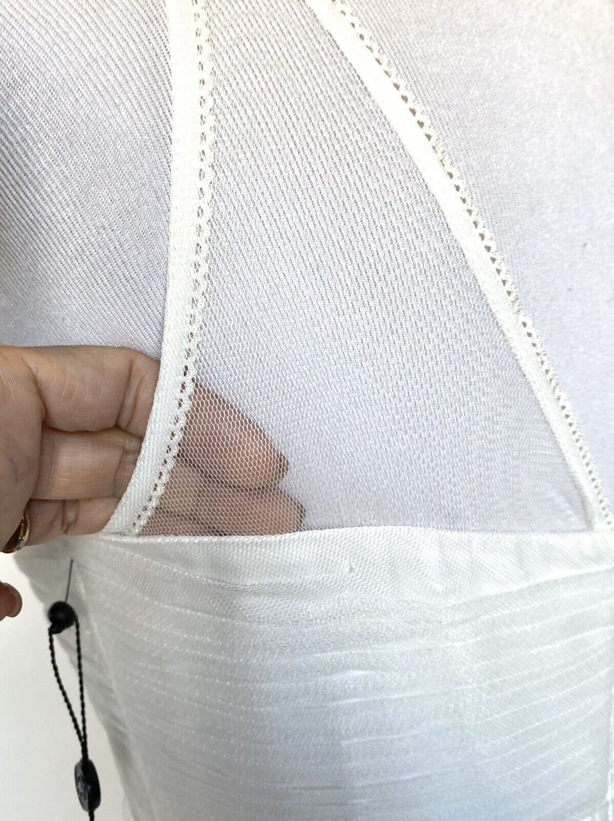 Adrianna Papell White Mesh Neck Wedding Dress NWT Size 6 Retails $299 Price $175