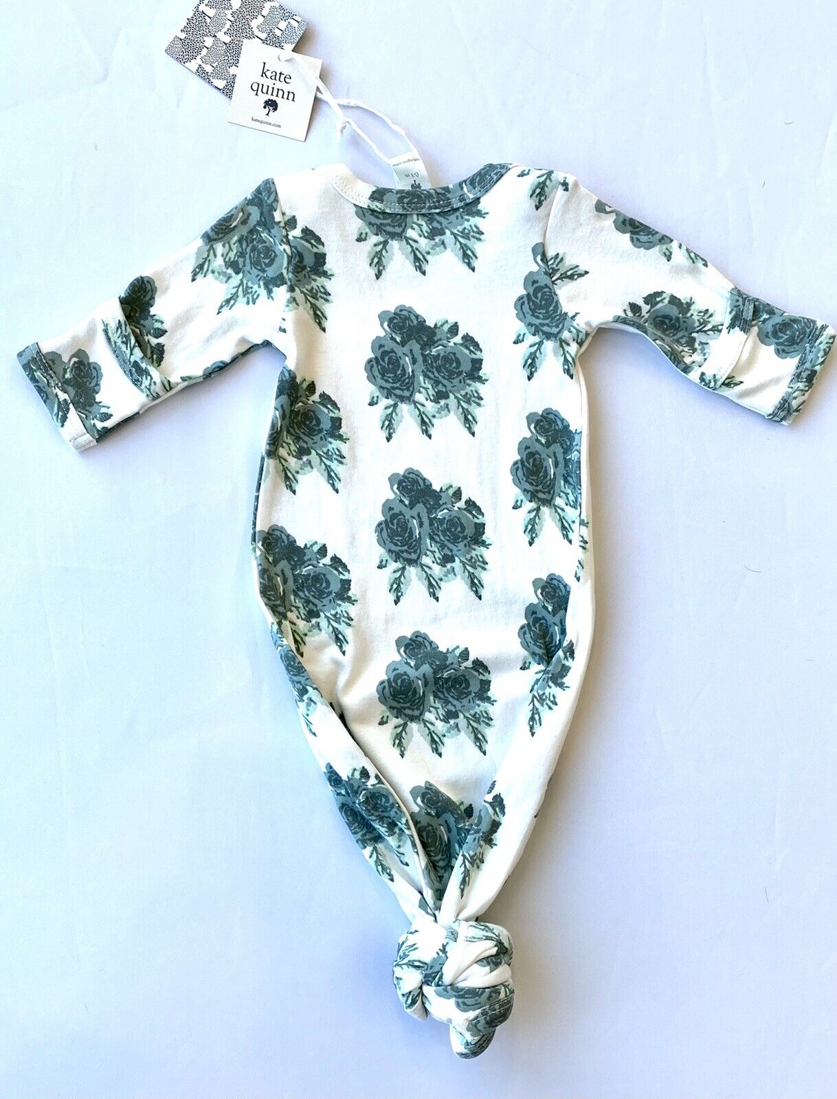 Kate Quinn 100% Organic Cotton Knotted Gown Retail $38 Price $28 0-3 M Roses