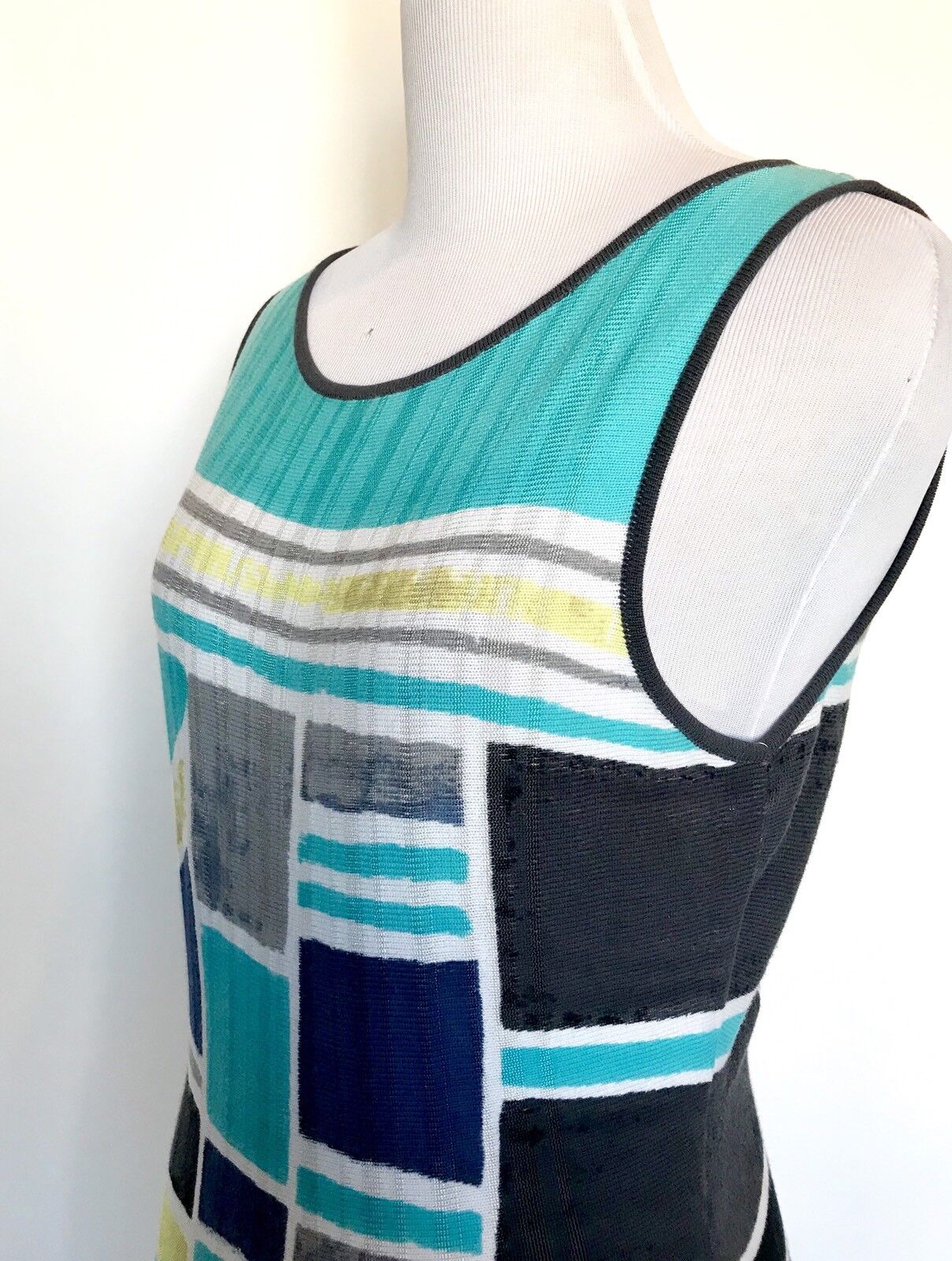 Nic + Zoe Blue Grey & White Knit Dress. NWT Petite S Retail $220 Price $79