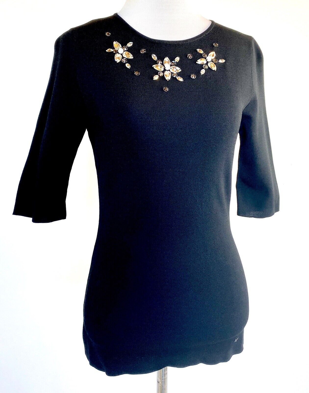 Carolina Herrera Diamanté Bead Keyhole Back Top NWT Retail $315 Price $194 XS