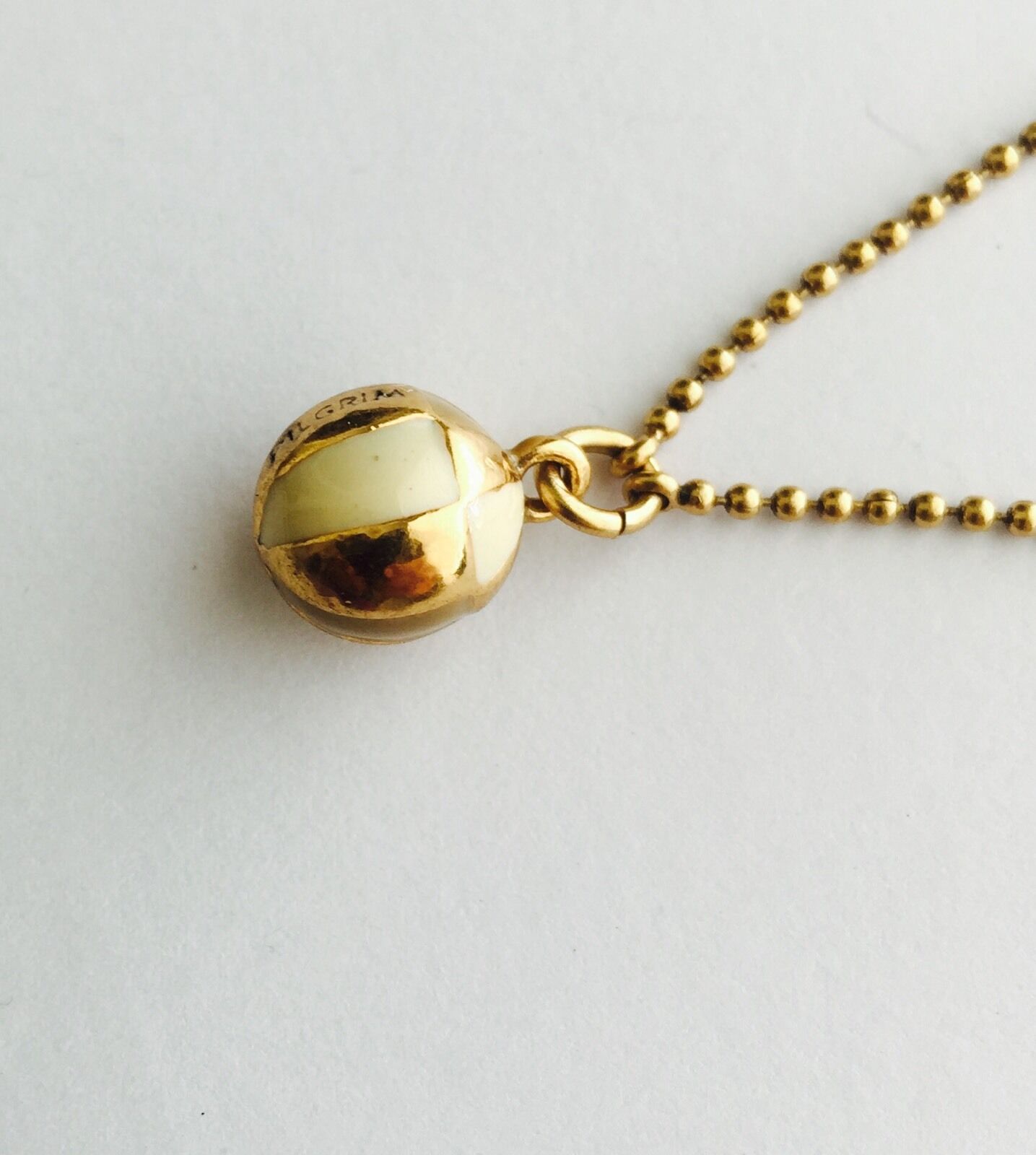 Pilgrim Danish 16Ct Gold Plate necklace Solid ball.  Retails $38 Price $16.45