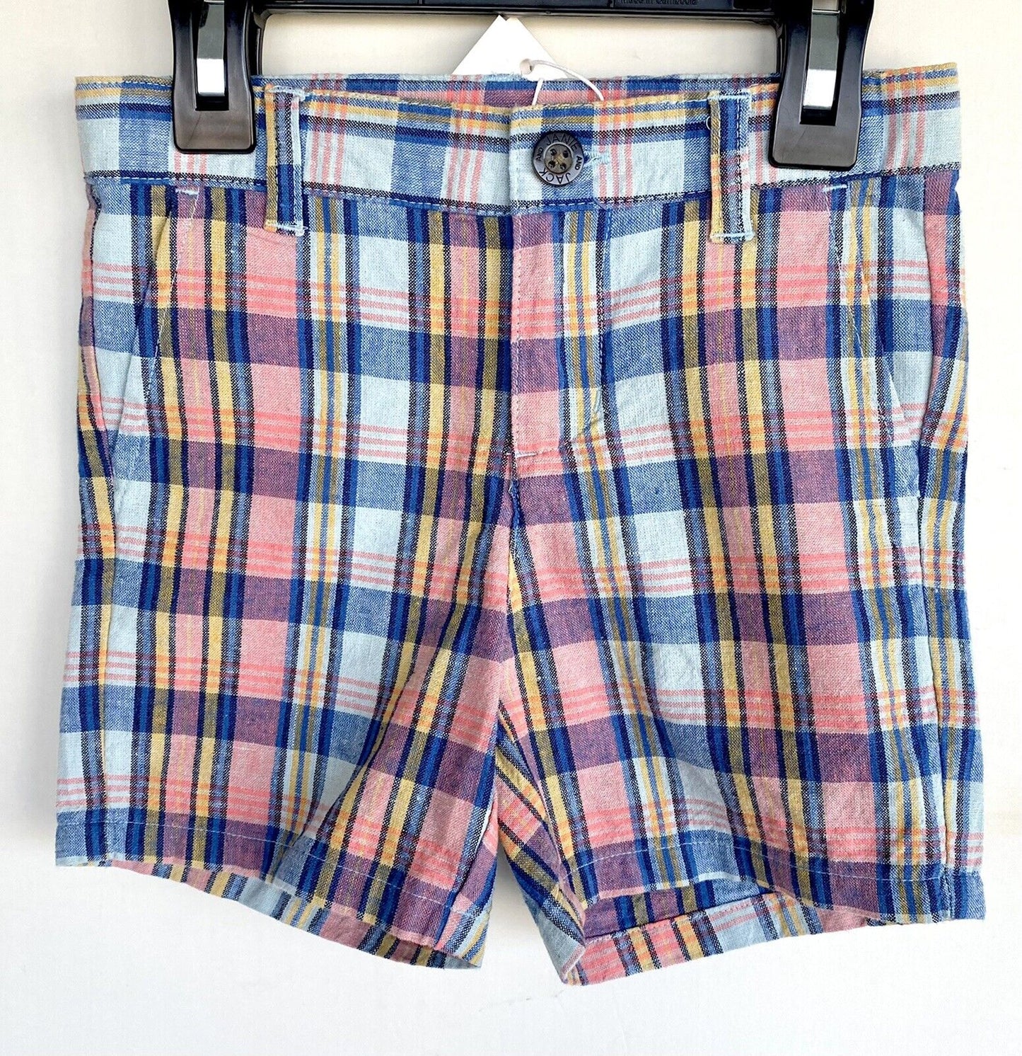 Janie And Jack Blue Coral Check Linen Mix Shorts Age 2 NWT Retail $39 Price $29