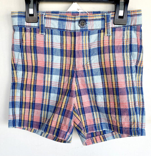 Janie And Jack Blue Coral Check Linen Mix Shorts Age 2 NWT Retail $39 Price $29