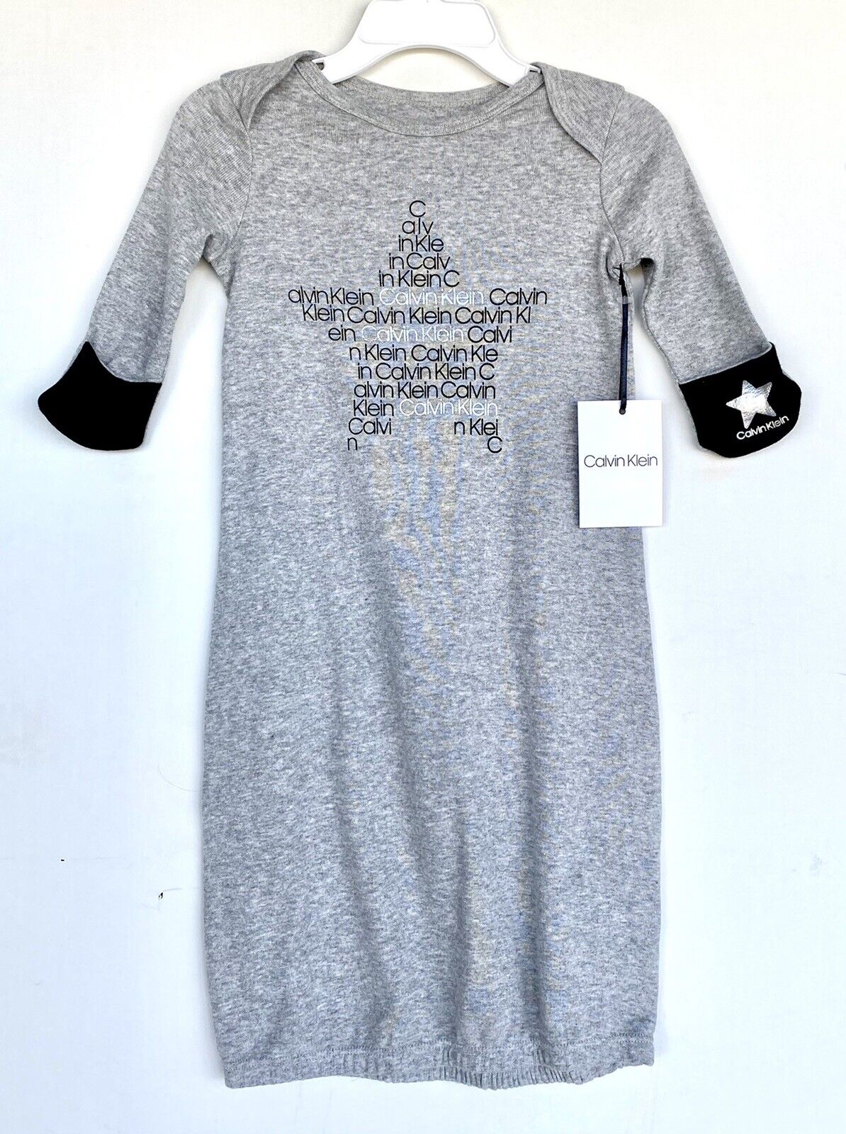 Calvin Klein Baby Grey Star Sleep gown Price $16.50 NWT One Size Hand Mittens