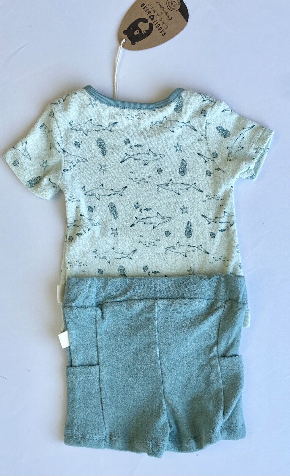 Rabbit+Bear 100% Organic Cotton 2 Piece Tee And Shorts / Pjs Toweling 6-9 M $24