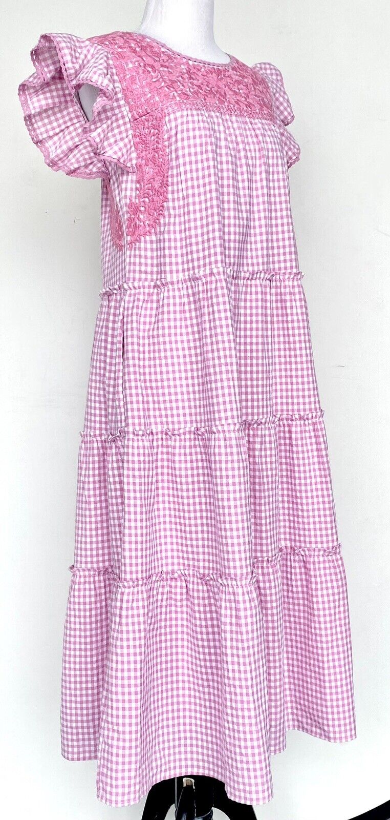 J Marie embroidered Genevieve MIDI Dress size XS Retail $140 Price $75 Gingham