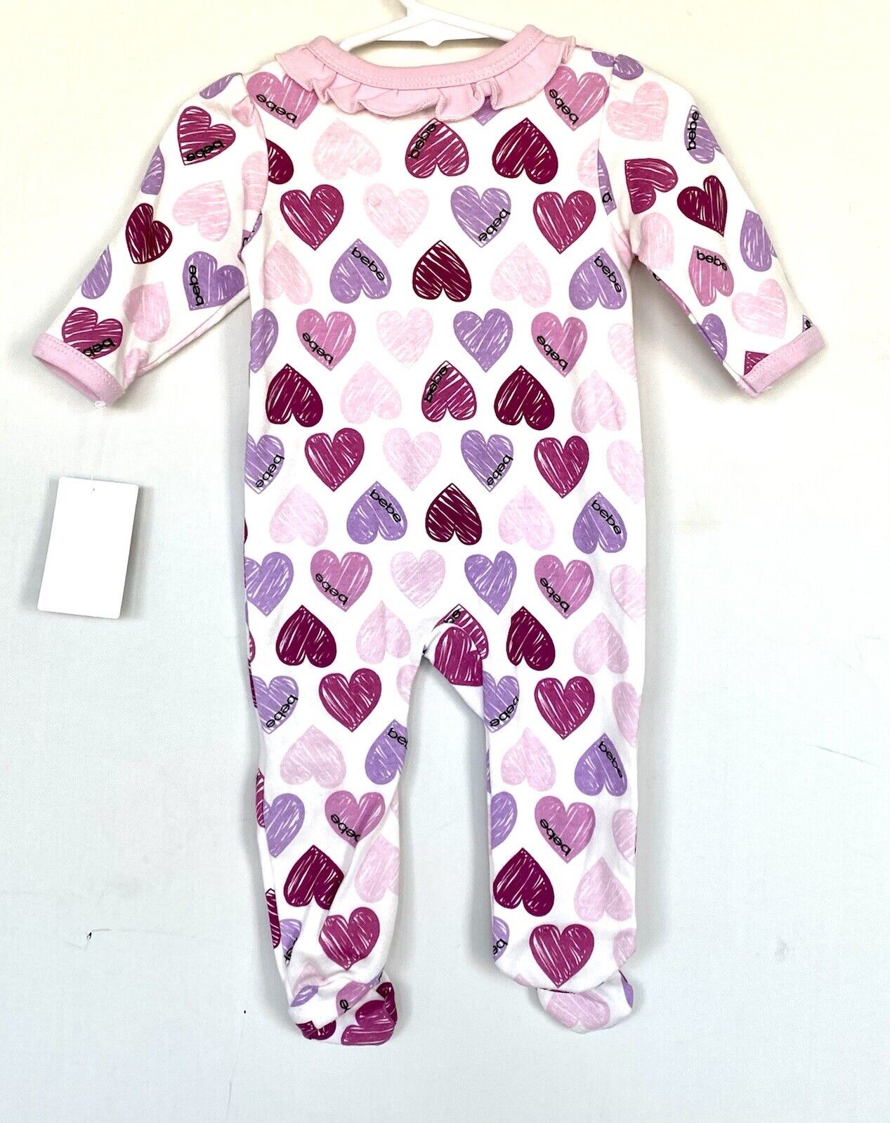 Bebe baby Ruffle Footie and headband heart 3-6 month Retail $29.50 price $19.50