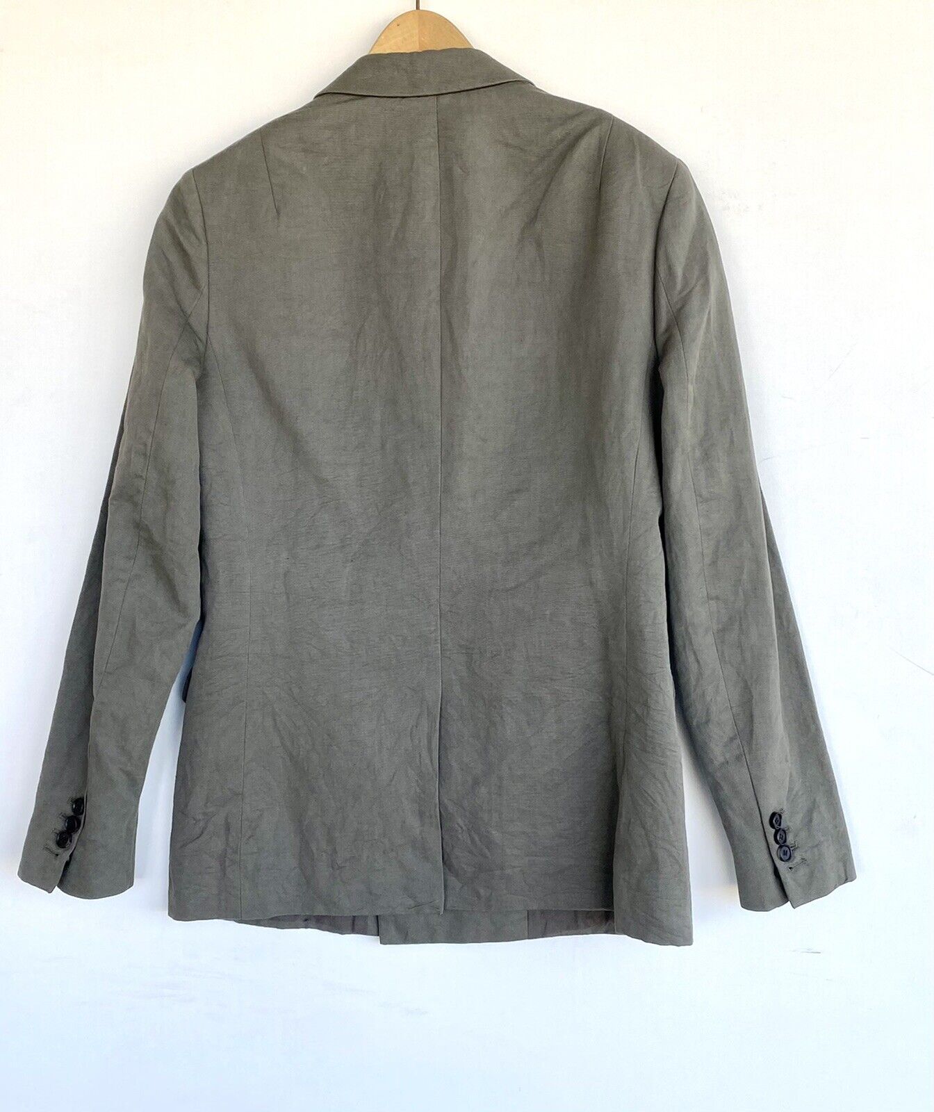 AllSaints Preston Linen Cotton Blazer 42 XL Retail $468 Price $210 Olive Green