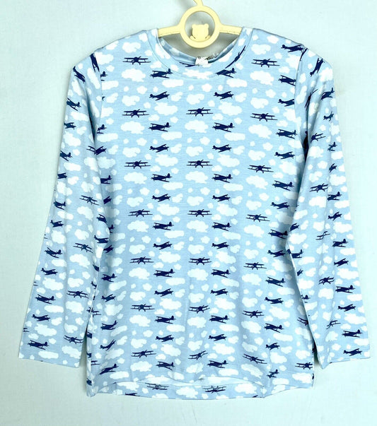 Kate Quinn Super soft Bamboo Crew LS Tee Airplanes Retail $36 Price $28 Age 8