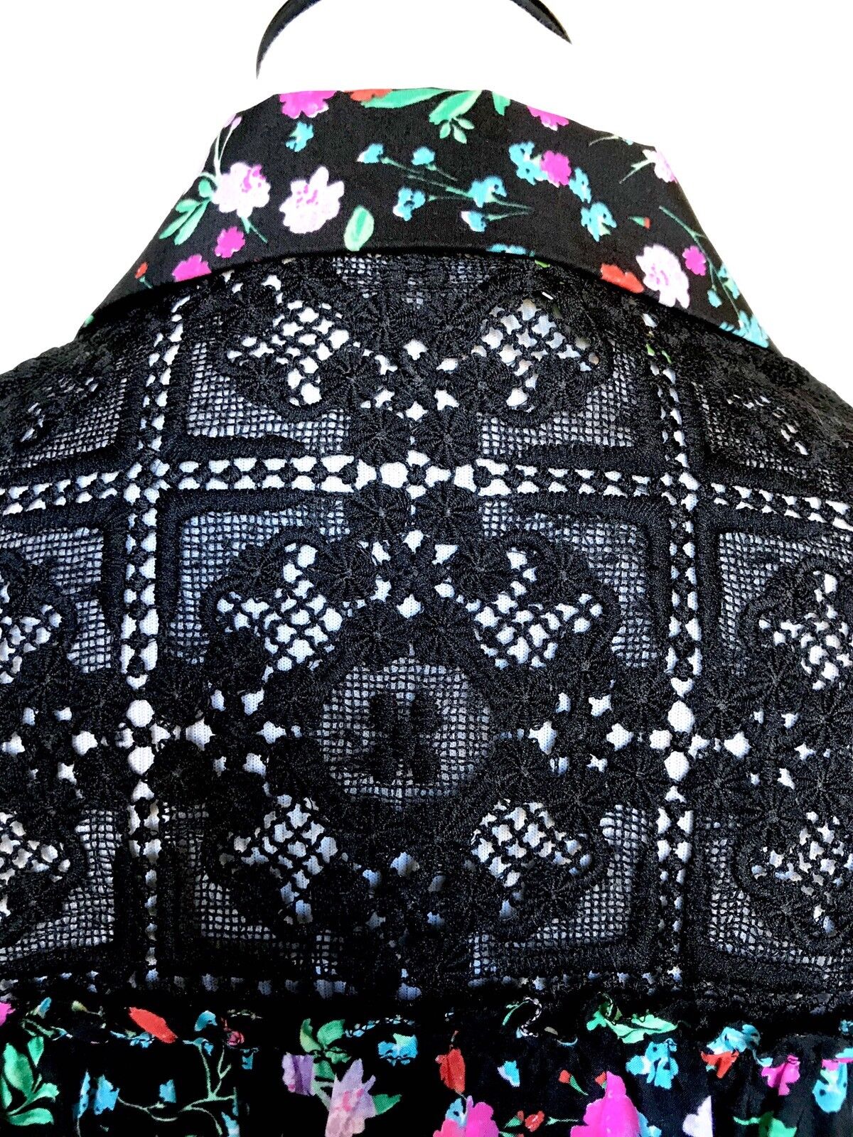 Kate Spade Floral Black Silk Mix Lace Top NWT Retail $228 Price $64 Size S
