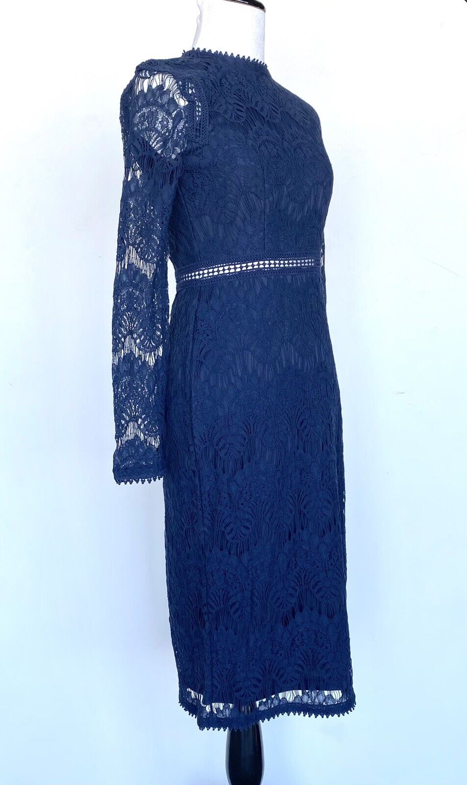 Aqua Soutache Lace Navy Cutout Party Dress. Size S Retails $78 Price $49 NWT