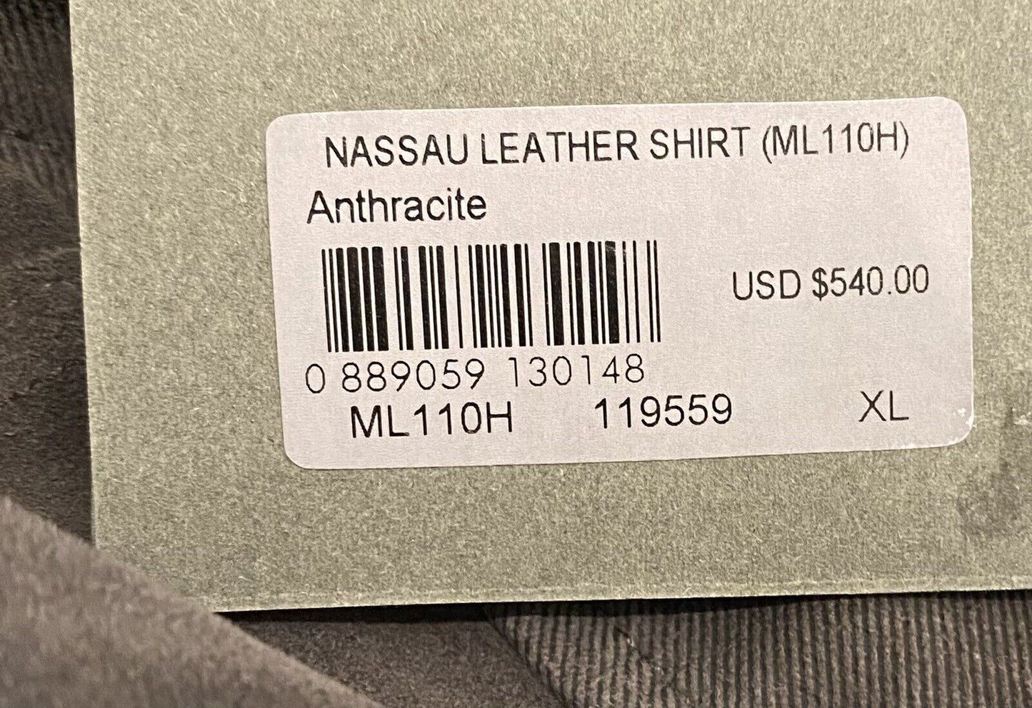 Allsaints Soft Leather Shirt XL Retail $540 Price $320 Anthracite