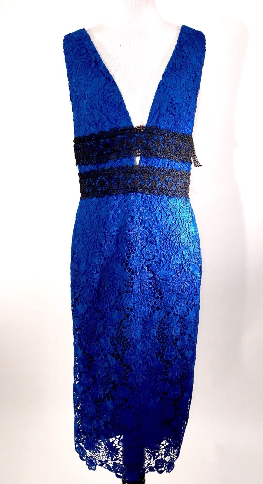 Diane Von Furstenberg Blue & Black Lace Dress. NWT Retail $498 Price $226 Sz 10