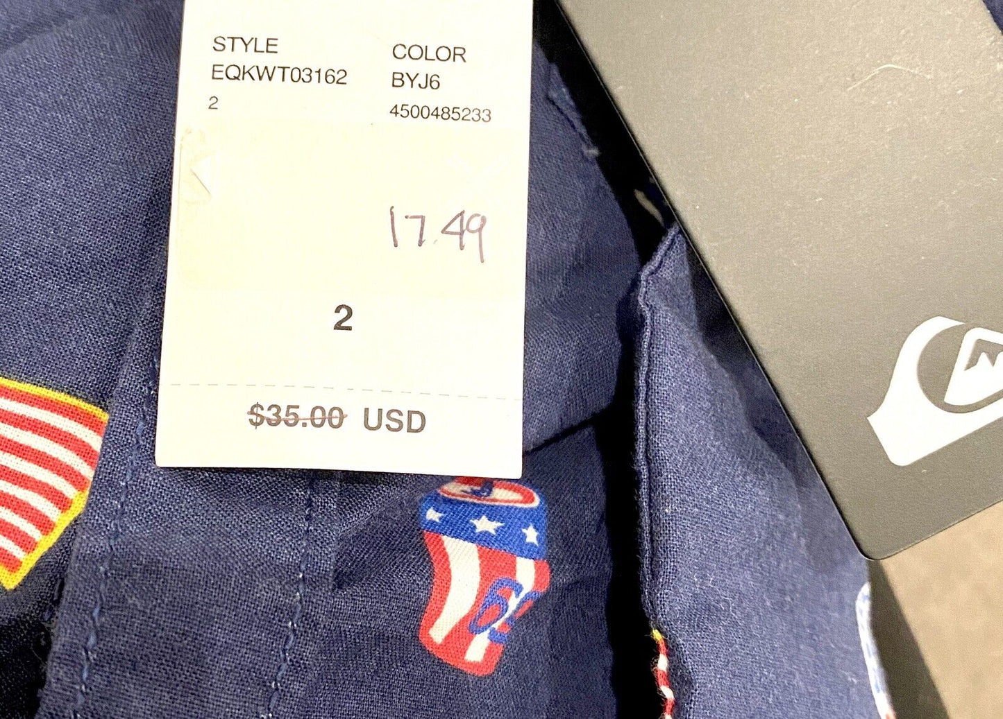 Quicksilver Blue American Flag  SS Shirt NWT Retail $35 Price $17.49 Age 2