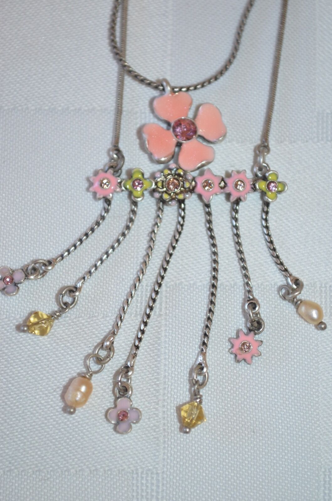 Pilgrim double chain enamel and Swarovski crystal necklace price $15