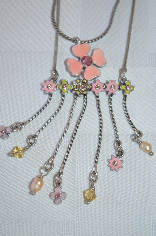 Pilgrim double chain enamel and Swarovski crystal necklace price $15