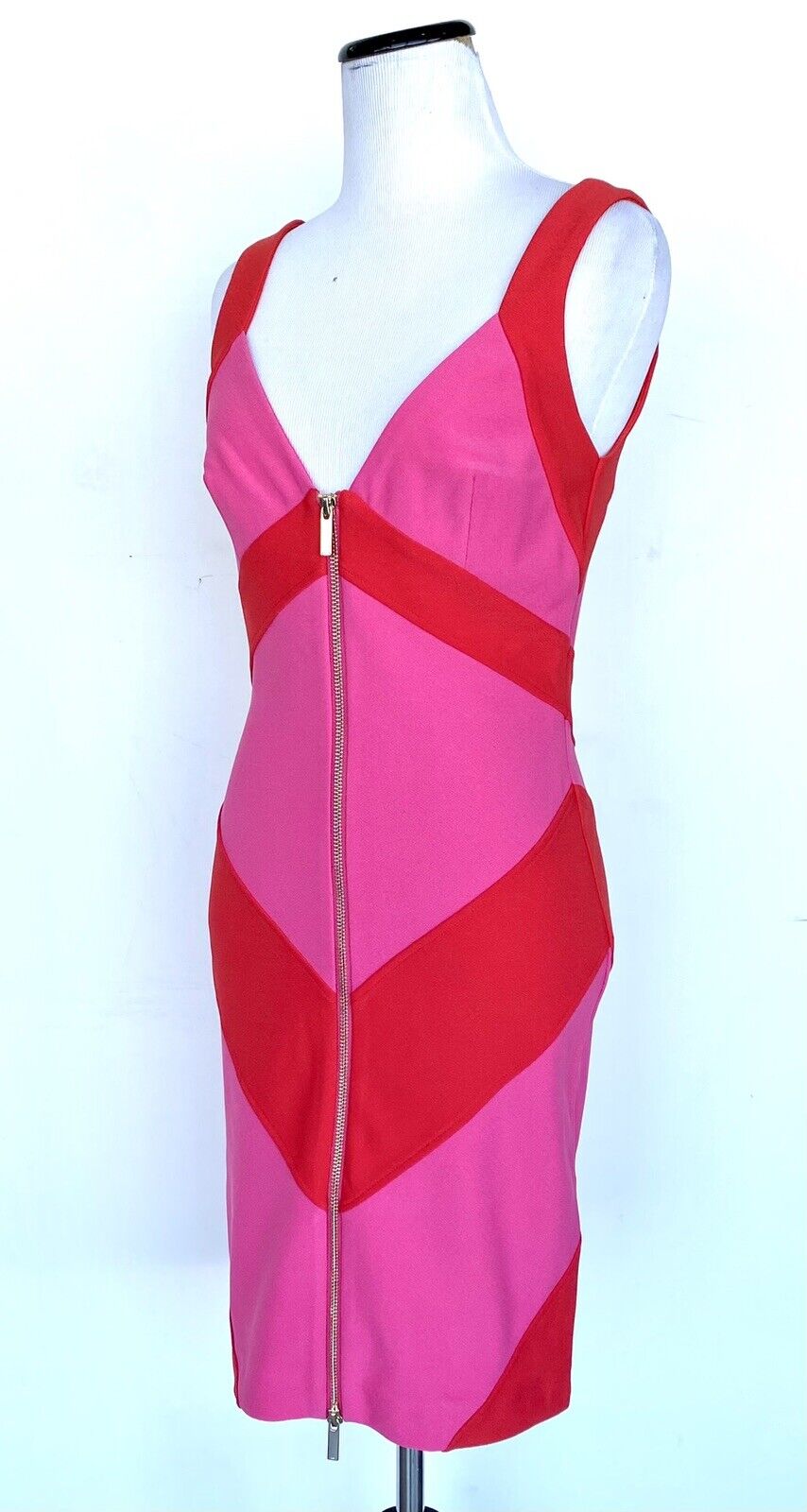 Karen Millen Striped Zip Through cocktail dress Size US 4 Retail $248 Price $149