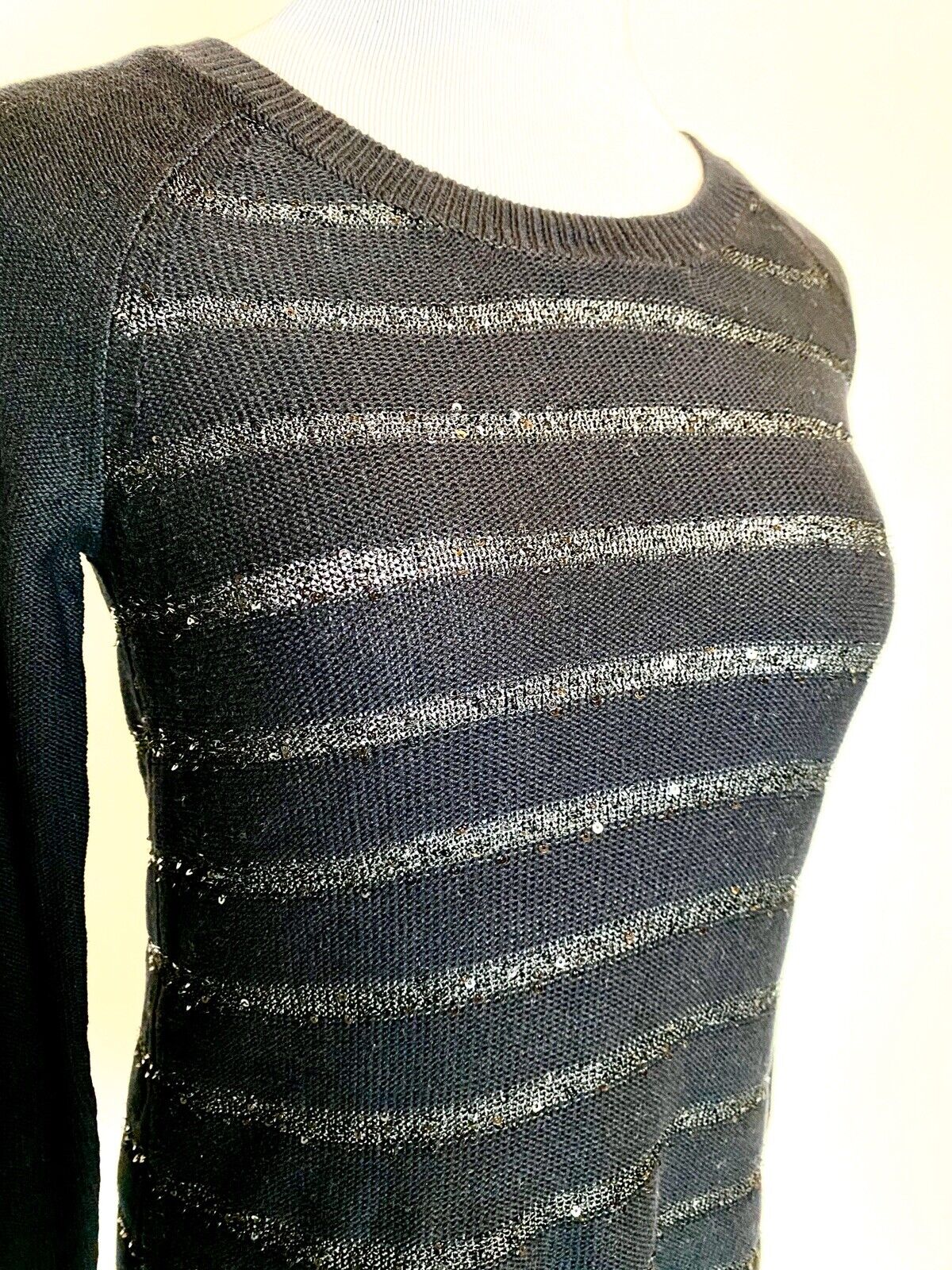 Black Stripe Sequin Sweater. Maison Jules. Retail $69.50 Price $24 Size S NWT