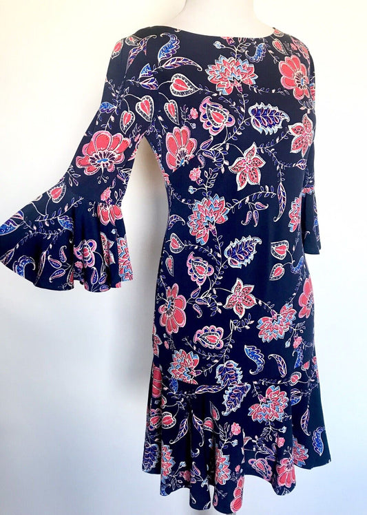 Eliza J Bell Sleeve Scoop Back Floral Dress Retail $128 Price $59 Size 0P NWT