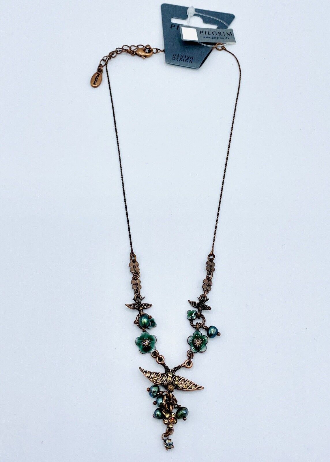 Pilgrim Genuine Swarovski Crystal And Pearl Bird Necklace. NWT Price $14