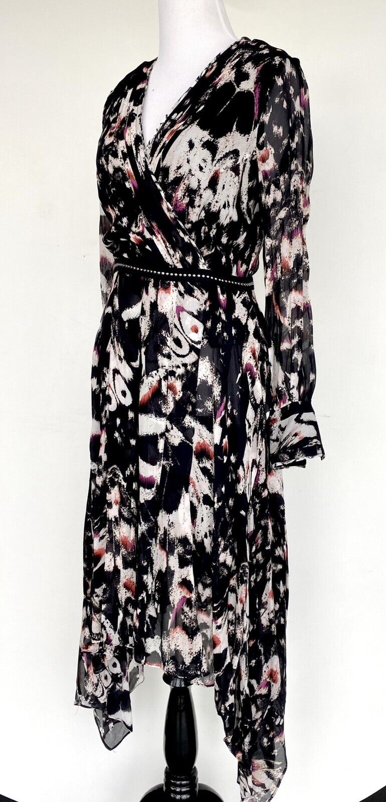 Allsaints Lizia Wing Chiffon Dress NWT Size 2 Retail $398 Price $165
