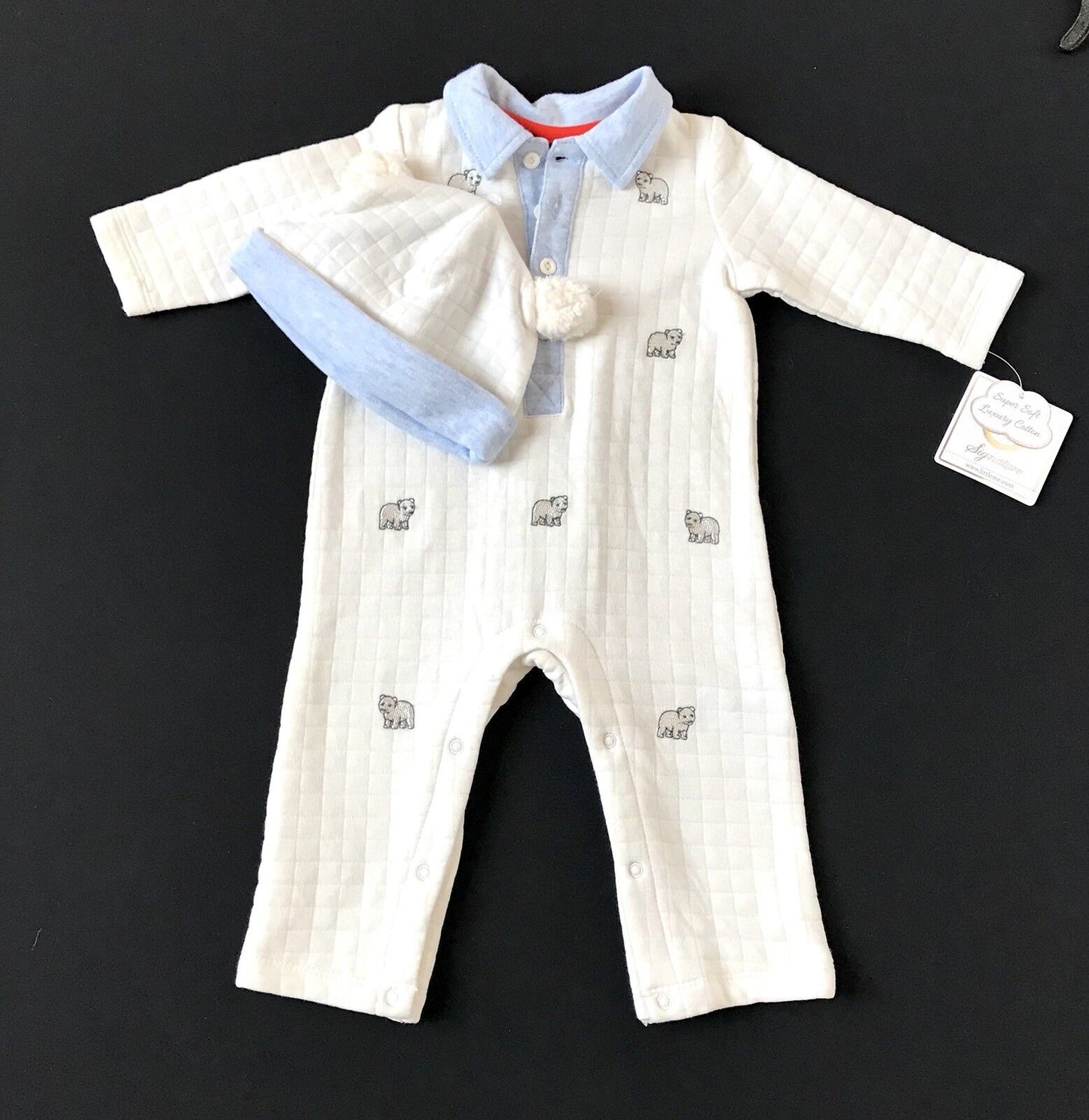 Little Me 2 Pc White Bear Outfit & Hat 6M Retail $32 Price $22 NWT