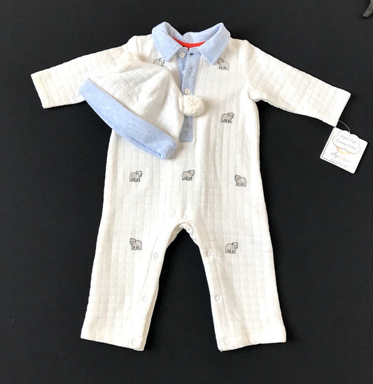 Little Me 2 Pc White Bear Outfit & Hat 6M Retail $32 Price $22 NWT